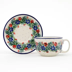 Komplet filiżanka + spodek 769 0,35l <br>1535X Czerwony wianuszek